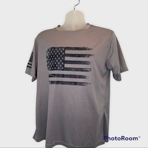 Mens Gray American Flag Shirt Size Large